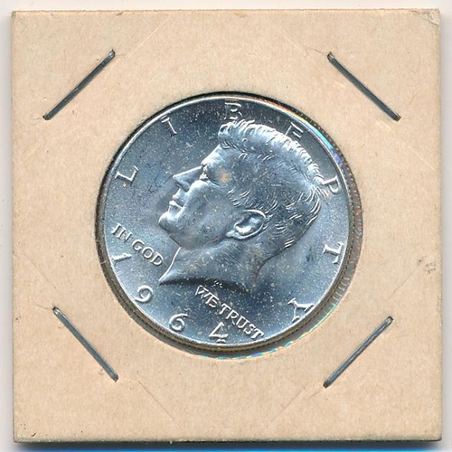 324 - USA 1964 Silver half dollar, about uncirculated.