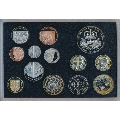 250 - 2010 UK proof coin set of thirteen coins by The Royal Mint, some very slight toning to some coins, i... 