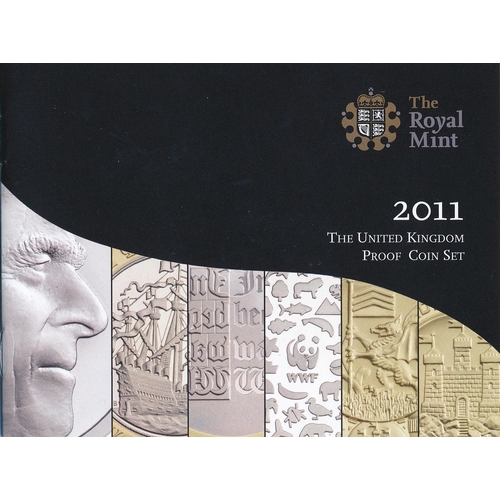 252 - 2011 UK proof cased set of fourteen coins, issued by The Royal Mint, some coins with very light toni... 