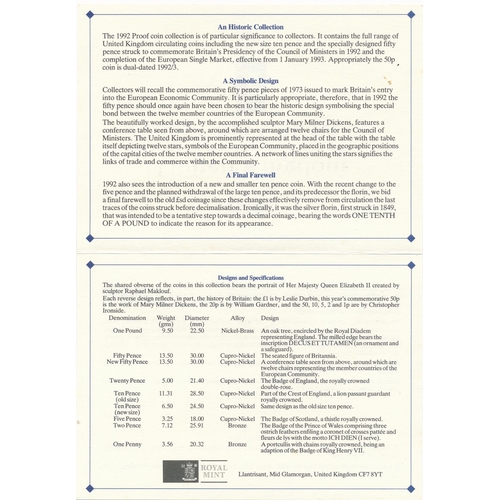 239 - UK 1992 proof coin collection, including dual dated fifty pence, cased with certificate and outer wh... 