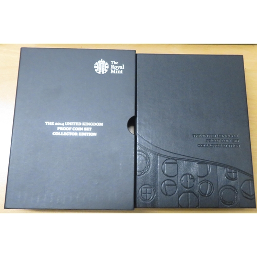 261 - 2014 UK Proof Coin Set Collector Edition (black book) FDC set of fourteen coins, issued by The Royal... 