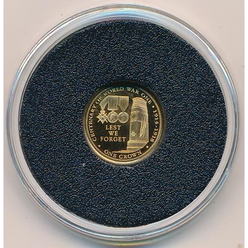 238 - Gold 1 Crown - Elizabeth II Centenary of World War One - 'lest we forget', 9ct 1.02g.