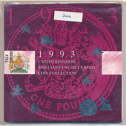 243 - 1993 brilliant uncirculated coin collection, sealed in plastic wrapper.