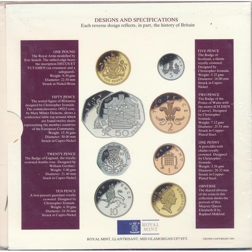 243 - 1993 brilliant uncirculated coin collection, sealed in plastic wrapper.