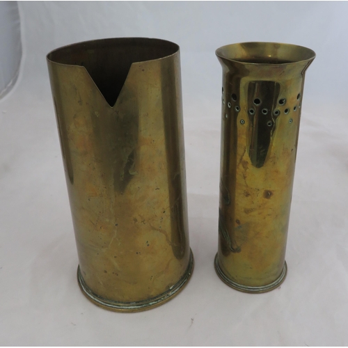 77 - Trench Art. Range of six vases made from shells, ranging from 7.5cm tall to 23 cm tall.