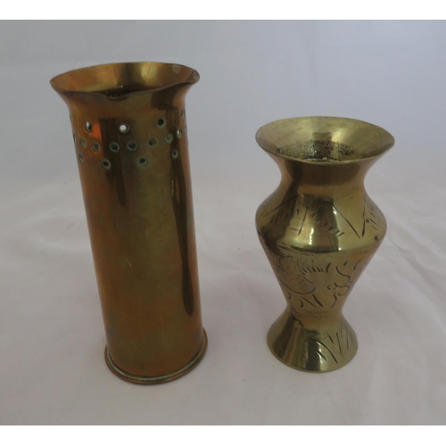 77 - Trench Art. Range of six vases made from shells, ranging from 7.5cm tall to 23 cm tall.