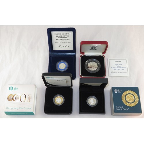 280 - Collection of four boxed coins including The Last 'Round Pound', 2017 Nations of the Crown UK £1, Si... 