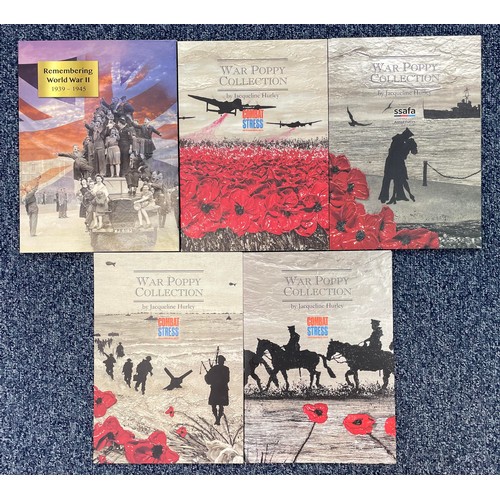 134 - Range of five commemorative medal collections in pictorial folders including four 'War Poppy Collect... 