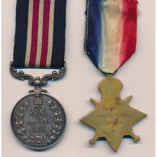 1 - First World War Military Medal Bravery in the Field to 4819 L.SJT G Smith. 13/MIDD’ X R. Plus, 1914-... 