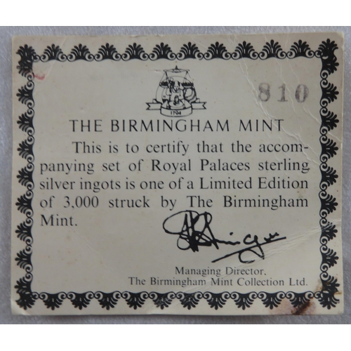 128 - Royal Palaces set of 12 sterling silver ingots by The Birmingham Mint, each weighing approx. 31g, in... 