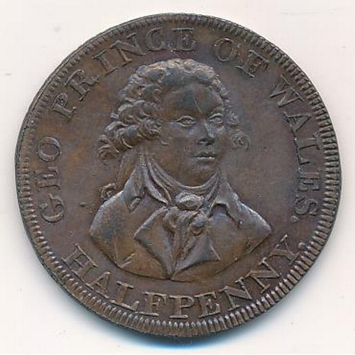 141 - 1794 National Series London (Middlesex) copper halfpenny token, obv. Three quarter bust of The Princ... 