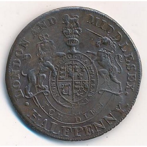 141 - 1794 National Series London (Middlesex) copper halfpenny token, obv. Three quarter bust of The Princ... 