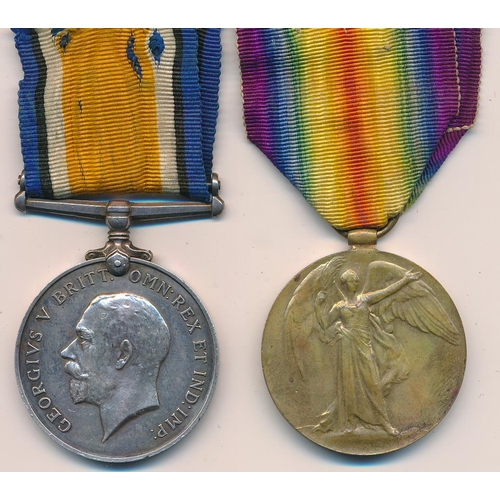 10 - First World War BWM & Victory medal to G-63473 PTE. E. W. BOURNE. THE QUEENS R.