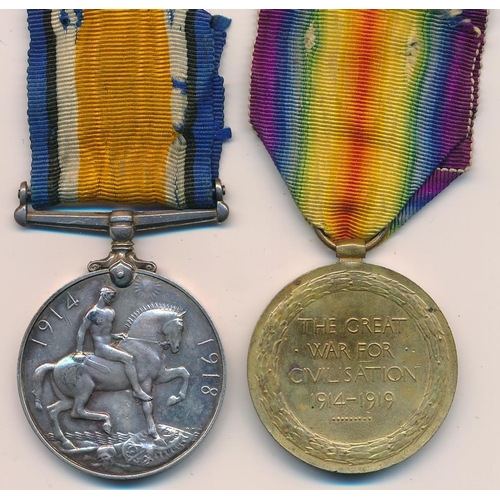 10 - First World War BWM & Victory medal to G-63473 PTE. E. W. BOURNE. THE QUEENS R.