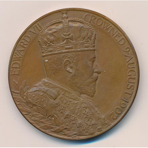 121 - Edward VII 1902 55mm bronze coronation medal in case of issue.