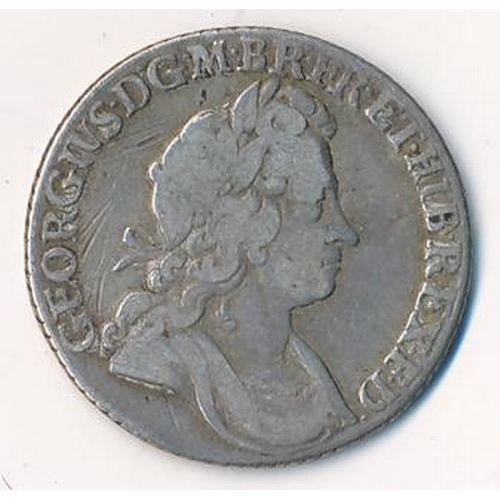 167 - George I 1723 shilling roses and plumes fine.