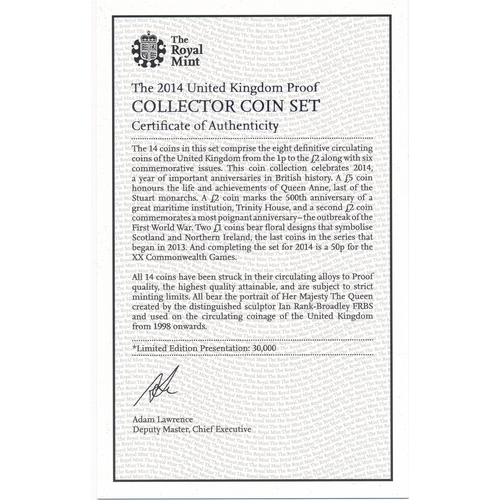 260 - 2014 UK Proof Coin Set Collector Edition (black book) FDC set of 14 coins, issued by The Royal Mint,... 