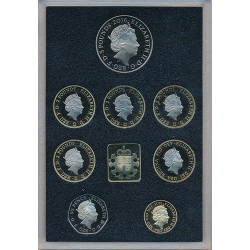 266 - 2016 UK Proof Coin Set Collector Edition (black book) FDC set of 16 coins, issued by The Royal Mint,... 