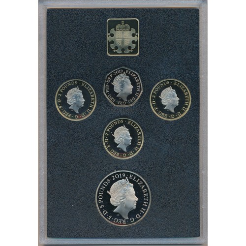 270 - 2019 UK Proof Coin Set (black book) FDC set of 13 coins, issued by The Royal Mint, with certificates... 