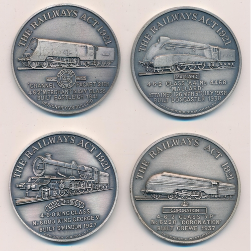 123 - Railways Act 1921 commemorative set of four silver medals. Struck for the 50th Anniversary of the Ra... 