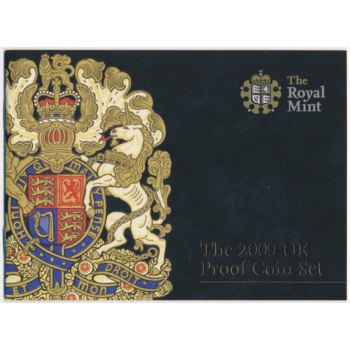 245 - 2009 UK Proof coin set of 12 coins FDC, including Kew Gardens 50p, issued by The Royal Mint, in blac... 