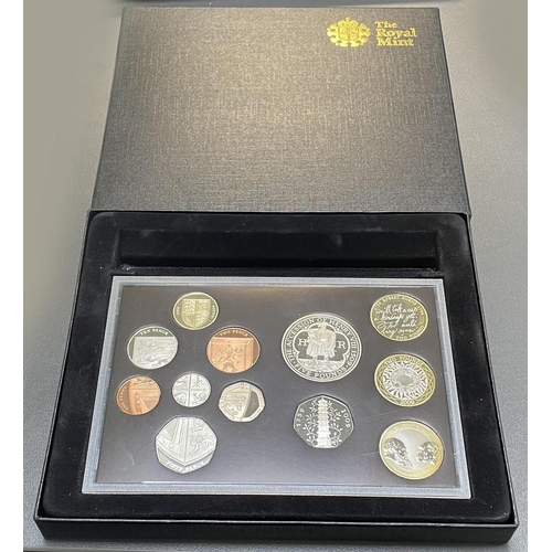 245 - 2009 UK Proof coin set of 12 coins FDC, including Kew Gardens 50p, issued by The Royal Mint, in blac... 