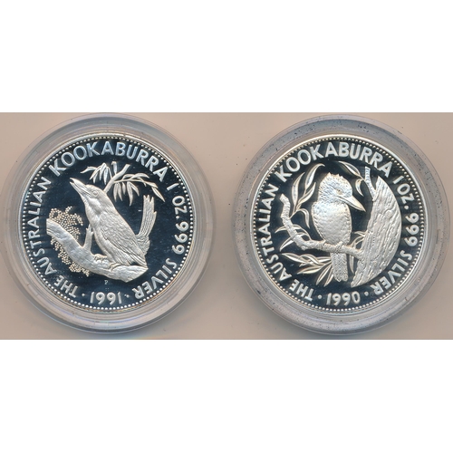 285 - Australia. Pair of $5 Kookaburra silver proofs FDC both in 