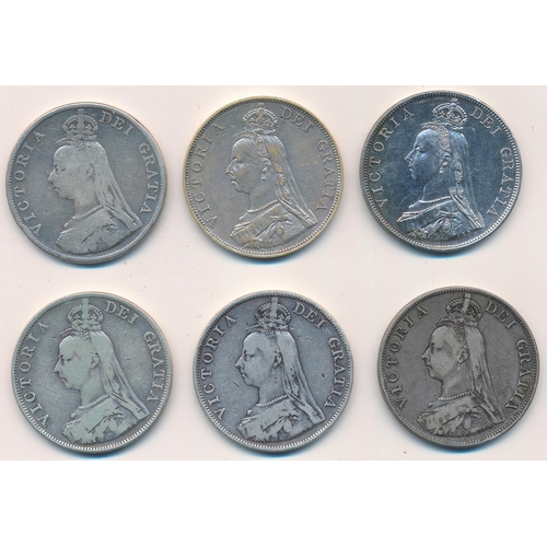 206 - Range of double florins (6), fine to very fine with 1887 (2), 1889 (3) and 1890. Qty 6