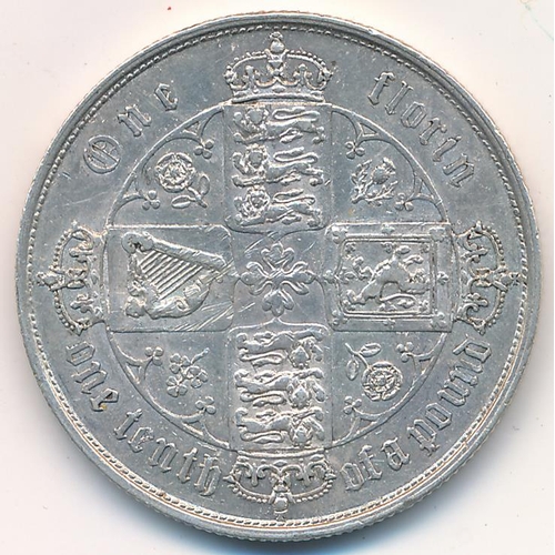 182 - 1853 Victorian Gothic florin very fine.