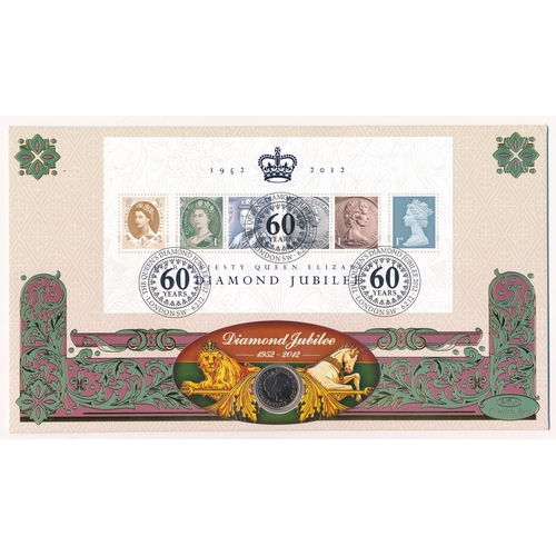 232 - 2012 half sovereign cover by Benham commemorating the Queen's Diamond Jubilee with uncirculated half... 