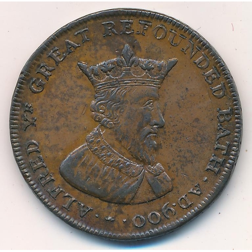 151 - 18th Century Bath (Somerset) King Alfred halfpenny token. Obv. King Alfred facing right with legend ... 