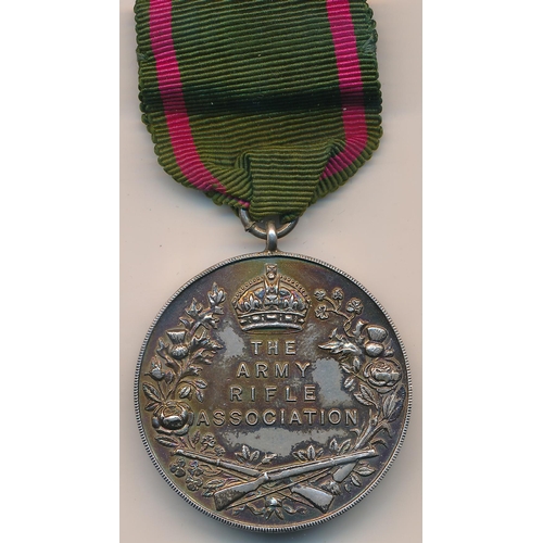 32 - Silver The Army Rifle Association medal, unnamed and undated, hallmarked with ribbon.