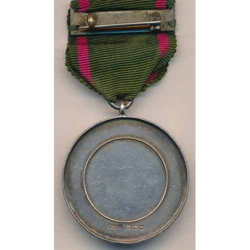 32 - Silver The Army Rifle Association medal, unnamed and undated, hallmarked with ribbon.