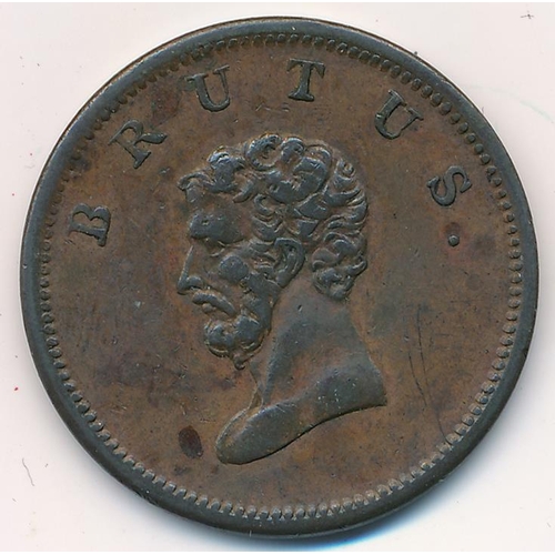 152 - Walthamstow (Essex) undated copper halfpenny. Obv. Bust of Brutus facing left with legend 