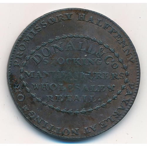 139 - 1792 Birmingham Donald & Co copper halfpenny token. Obv. Legend 