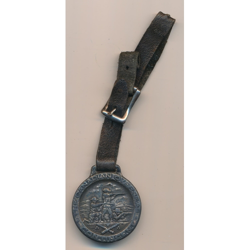 95 - Canada – First World War overseas contingent watch fob in iron, inscribed “The Allies Britain-France... 