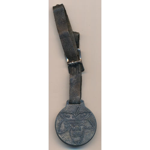 95 - Canada – First World War overseas contingent watch fob in iron, inscribed “The Allies Britain-France... 