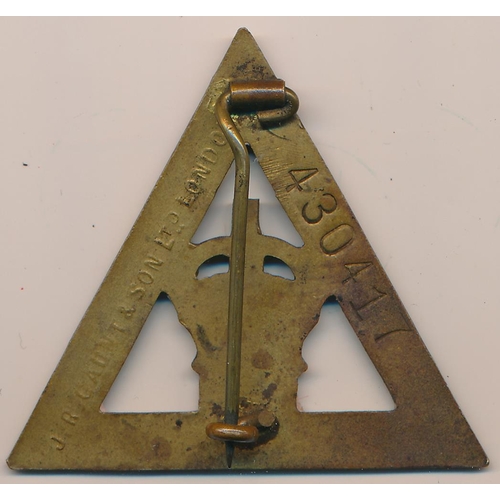 85 - First World War On War Service 1916 triangular brass lapel badge to 430417. J. R. Gaunt & Son Ltd Lo... 