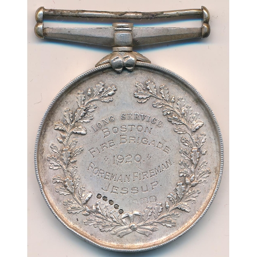 45 - Fire Brigade – British Fire Brigade hallmarked Long Service medal without ribbon, engraved “Boston F... 