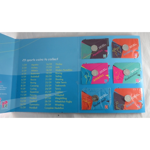 254 - London 2012 Olympics 50p Sports Collection set of 30 in official collector album. Includes all 29 50... 