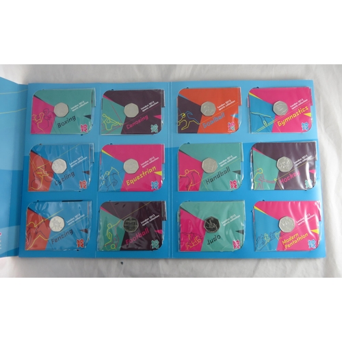 254 - London 2012 Olympics 50p Sports Collection set of 30 in official collector album. Includes all 29 50... 