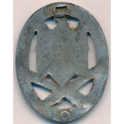 58 - Second World War Third Reich German pressed Zinc General Assault Badge, no makers name, missing pin ... 