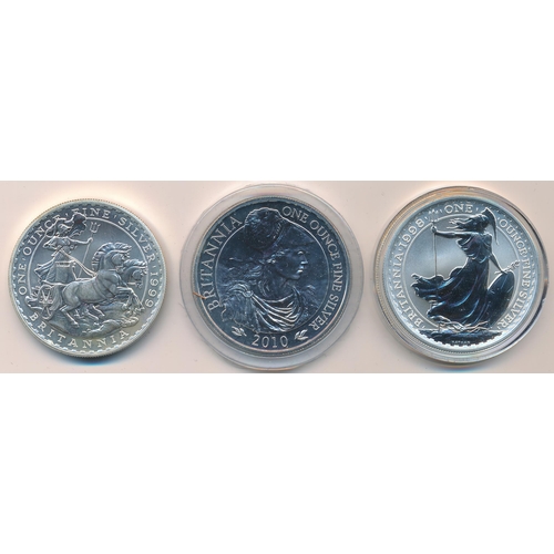 282 - Range of £2 Britannia silver uncirculated (3), with 1998, 1999 and 2010. Qty 3