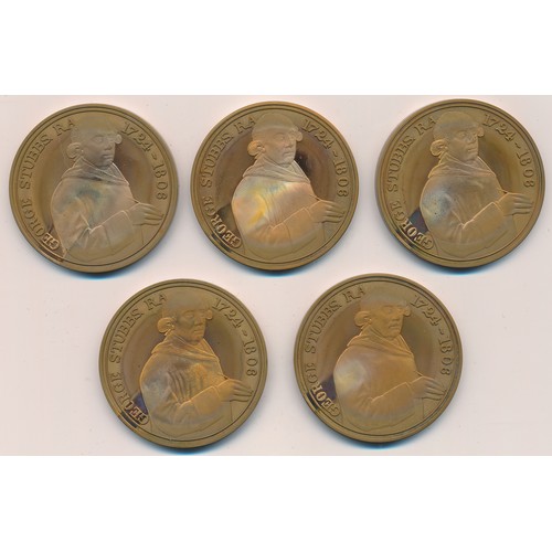 132 - George Stubbs Study of A Horse boxed 45mm medallions (7), each with obv. George Stubbs facing right ... 