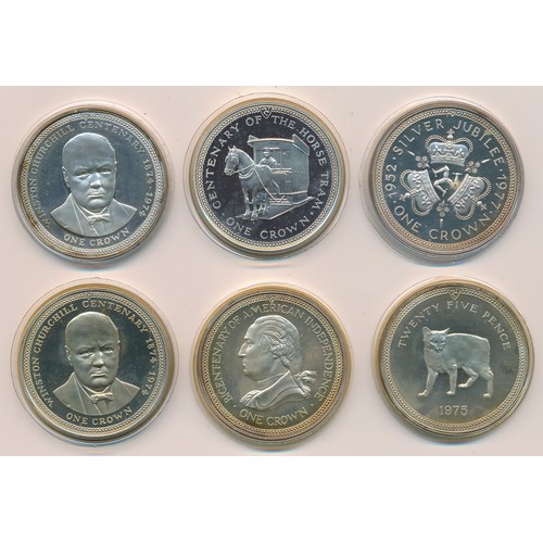 304 - Isle of Man – Selection of six boxed Isle of Man proof coins, to include Winston Churchill centenary... 