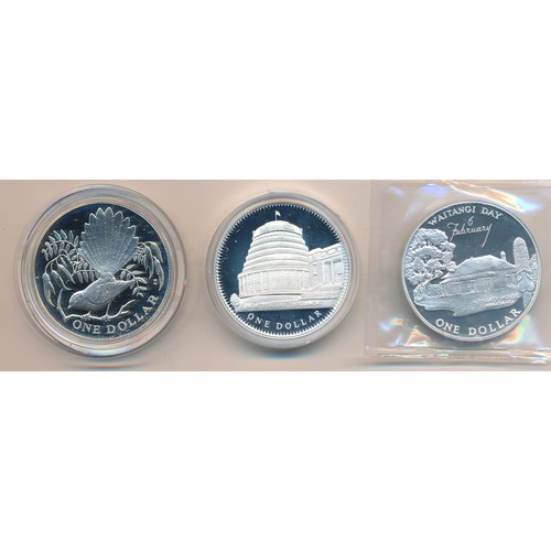 307 - New Zealand – Trio of boxed silver proofs to include 1977 Waitangi Day $1, 1978 $1 and 1980 $1.