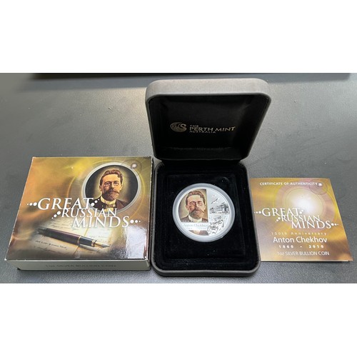 312 - Tuvulu – The Perth Mint Australia 2010 150th Anniversary Anton Chekhov 1860-2010 Great Russian Minds... 