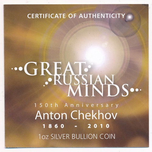 312 - Tuvulu – The Perth Mint Australia 2010 150th Anniversary Anton Chekhov 1860-2010 Great Russian Minds... 