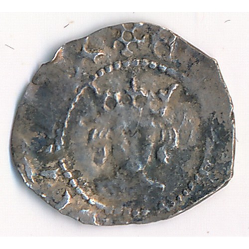 163 - Edward IV second reign silver halfpenny, London, no marks by neck, mm heraldic cinquefoil. (S.2137)