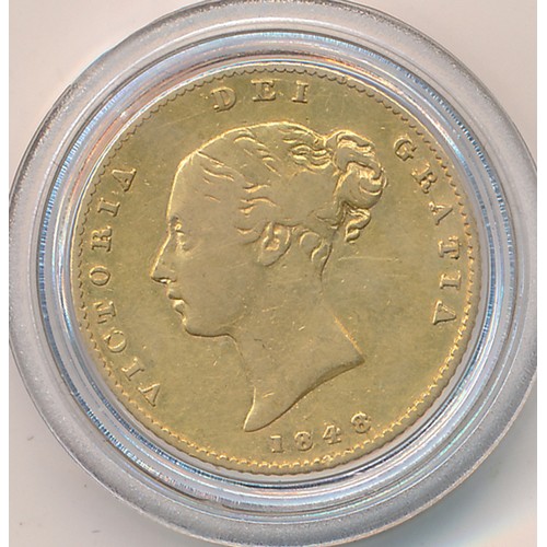 218 - Queen Victoria young head 1848 half sovereign fine.